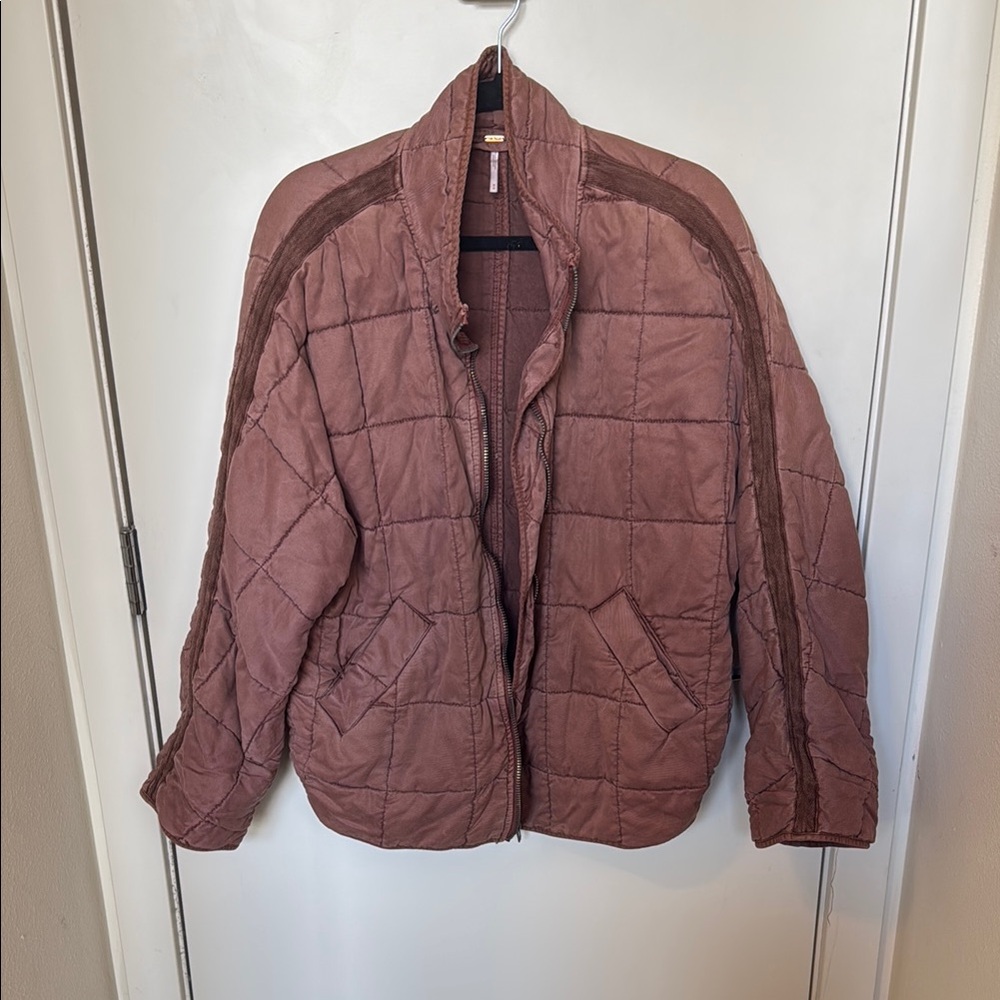 Free People Burgundy Brown Dolman Quilted Jacket